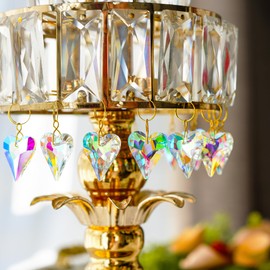 12pcs AB Coating Crystal Heart Prism Suncatcher, Heart Prisms Rainbow Maker, Window Sun Catcher Crystals Hanging Pendant for Garden Home Wedding Christmas Decor(27mm)
