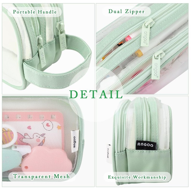 iSuperb Large Capacity Pencil Case Grid Mesh Pencil Pouch Handheld