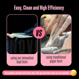 NOVO OVO Super Long Stiletto Nail Dual Forms Long Stiletto Nail Double Shapes for Poly Gel Extension with Guide Line Inside, XXXXL XXXXXL Acrylic Nails, 70 Pieces, 14 Sizes