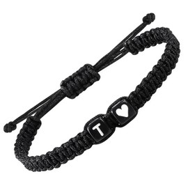 Matching Couple Bracelets Letter Initial Bracelet for Men Women Cute Anniversary Couple Gifts Long Distance Couple Gifts for Him Her Gifts for Boyfriend Girlfriend Son Bestfriend (T)