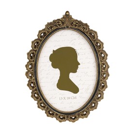 Sunlit Vintage Picture Frame 5x7 Inch, Oval Antique Photo Frames with Glass Front, Luxury Photo Display, Tabletop Wall Hanging, Gold and Black