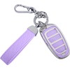 Seedwee for Hyundai 5 Buttons key fob cover, Soft TPU Keys Protector Bling Key Fob Keychain for 2023 2022 2021 2020 Sonata Santa fe Tucson, Silver Purple