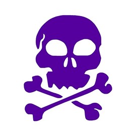 Skull Crossbones - Vinyl Decal Sticker - 3.75" x 4.5" - Purple