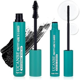 UCANBE Black Mascara and Remover Set, Waterproof Fiber Oil Mascara with Lash Remover Gel for Sensitive Eyes, Volume & Length, No Flaking, No Smudging, No Clumping, Gentle Removal, Vitamin E