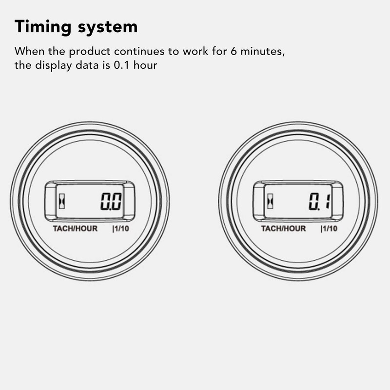 Tach Hour Meter LCD Display Round High Accuracy RPM Hour
