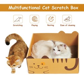 Heavy Duty Cat Scratch Box with Extra Large Scratching Pad, Sturdy Double-Sided Scratching Board for Indoor Cats, Reusable Cat Scratch Cardboard