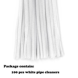 Apedoixy 100 Pieces White Craft Pipe Cleaners,6mm x 12inch Thick Fuzzy Chenille Stem Sticks Pipe Cleaners for Craft Art DIY Projects Decorations
