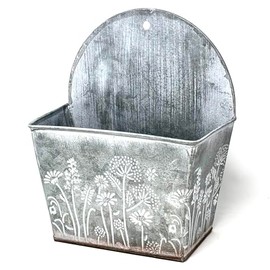 allgala Galvanized Planter Wall Mount Hanging Pot Indoor and Outdoor Decoration-Wall Grey-7"-HD88328