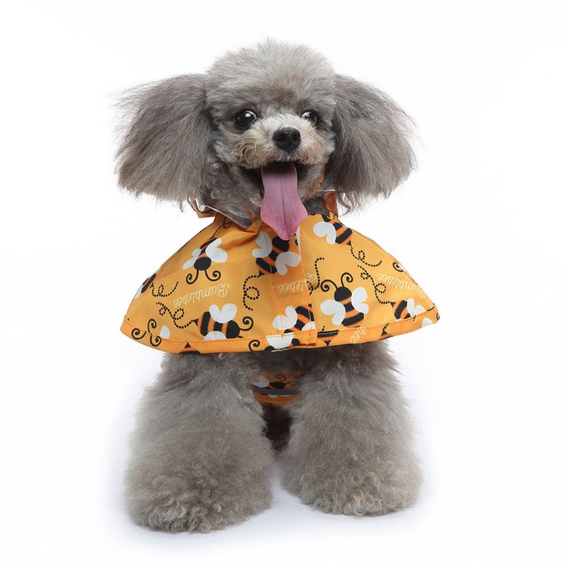 Dog Raincoat Reflective Breathable Lightweight Bee Pattern Puppy Rain Jacket