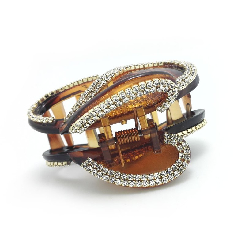 Meilliwish Diamond Butterfly Hair Clip Claw (D14)(Brown)