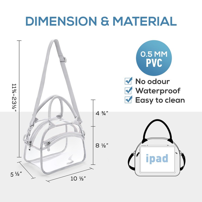 TOURIT Stadium Approved Clear Lunch Bag Transparent Bag with Adjustable
