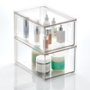 mDesign Plastic Stackable Bathroom Storage with Pull Out Bin Organizer