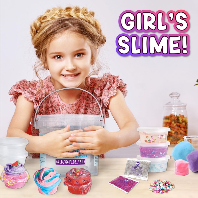 4 LB Huge Glassy Clear Slime Bucket Toy for Kids,