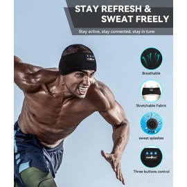 MUSICOZY Sleep Headphones Headband Bluetooth 5.4 Wireless Headband Headphones for Sleeping for Side Sleeper with Ultra-Thin HD Stero Speaker for Workout(L Size)