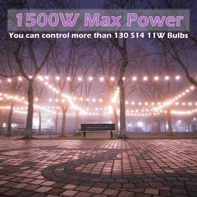 Outdoor Dimmer for String Lights 1500W, IP67 Waterproof/150FT Range/Timer Control/3