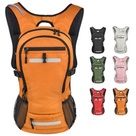 Zavothy Hydration Backpack with 3L Water Bladder Small Hiking Water Backpack Lightweight Hydration Pack Insulated Daypack for Hiking Cycling Running Orange
