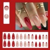 Medim Almond Press on Fake Nails Red French Tip with
