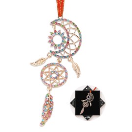 FurniGift Dream Catchers Christmas Ornaments - Moon Design Dream Catchers with Rhinestones Ornaments for Hanging Christmas Tree,Keepsake Gifts for Women Girls Kids