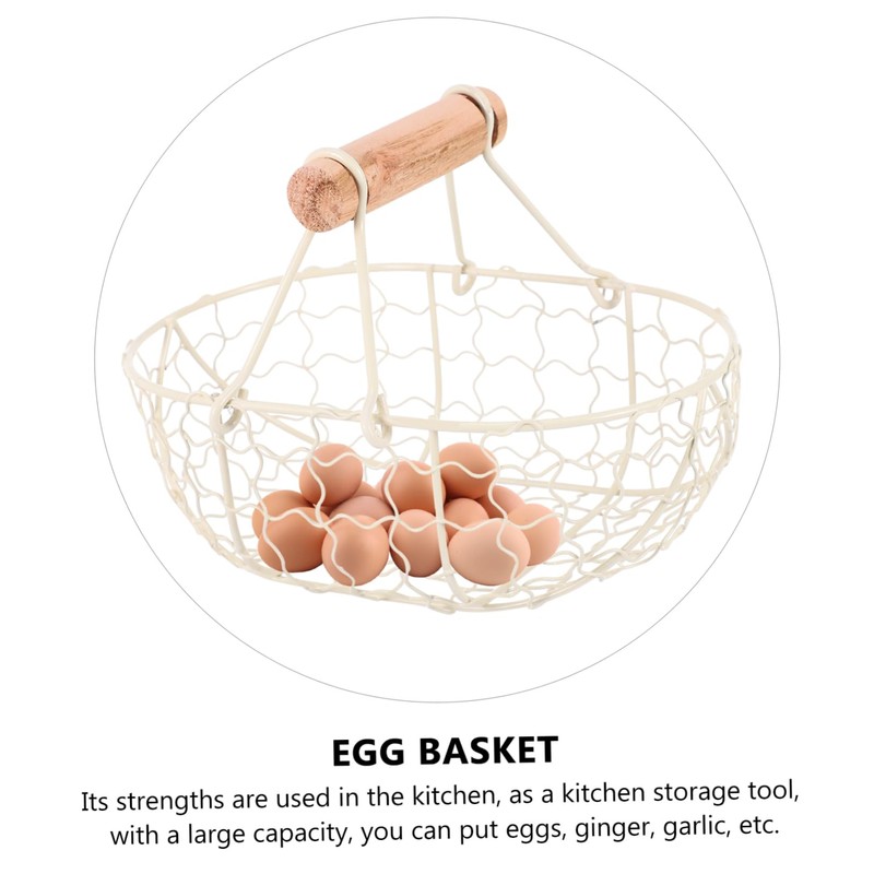 Alipis Metal Wire Storage Basket Rustic Decorative Egg Holder for