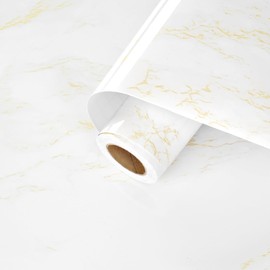 Skyblur White Gold Marble Peel and Stick Wallpaper 15.75" x 78.74" Waterproof Removable Contact Paper for Countertops Cabinets Walls Renter Friendly Vinyl Home Decor Wall Paper