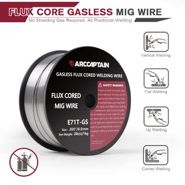 ARCCAPTAIN ARCCAPTAIN Flux Core Welding Wire .035", E71T-GS Mig Welding Wire 2-Pound X 2 Spools Gasless Mild Carbon Steel Compatible With Lincoln Miller Forney Harbor Welder, Pack of 2
