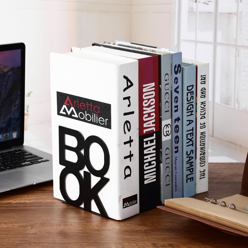 DUBUOZA Set of 4 Bookends Black and White Bookends Metal