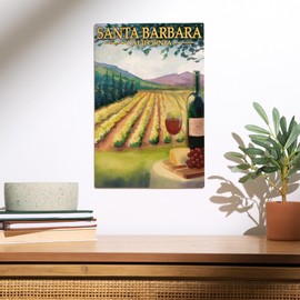 Lantern Press 10x15 Inch Wood Sign, Ready to Hang Wall Decor, Santa Barbara, California, Vineyard Scene