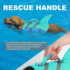 Doglay Dog Shark Life Jacke,Superior Buoyancy Dog Life Vest with Rescue Handle Reflective Stripes & Shark Fin, Ripstop Pet Preserver Swim Vest for Small Medium Large Dogs
