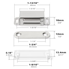 whitesnow Magnetic Cabinet Latch Metal Magnet Door Catch Closure Hardware for Cupboard Shutter, Pack of 4