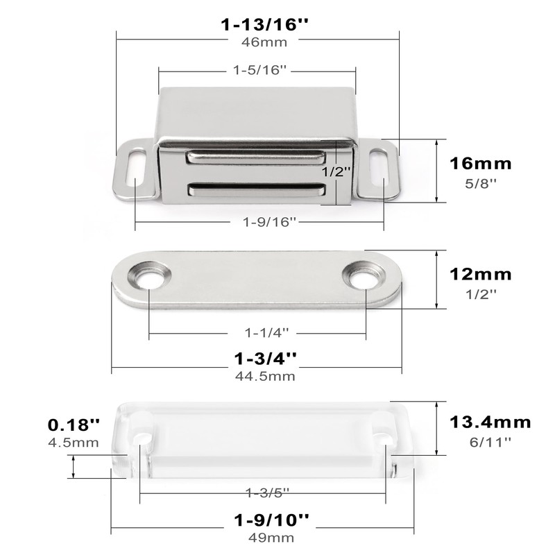 whitesnow Magnetic Cabinet Latch Metal Magnet Door Catch Closure Hardware