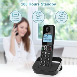 Hellobaby DECT 6.0 - Teléfono inalámbrico con 2 auriculares, rango confiable de 1000 pies, teléfono doméstico inalámbrico con identificador de llamadas/llamada en espera, bloqueo de llamadas, teléfono