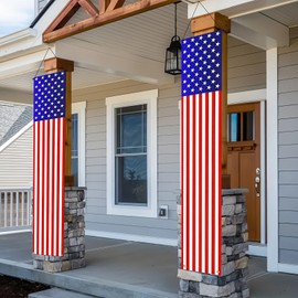BlissYard 2Pcs Patriotic Decor Door Banner USA Independence American Flag Banners Hanging Porch Signs for Memorial Day Veterans Day Labor Days 4th of July Decorations for Yard Indoor Outdoor Supplies