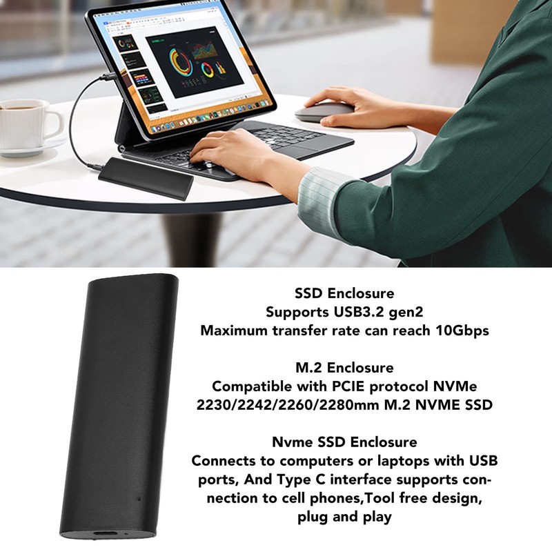 M.2 NVMe PCIe SSD Enclosure Support USB3.2 Gen2 10Gbps UASP