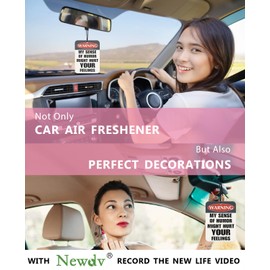 Newdv Funny Car Air Freshener 2pcs,BlackI Car Air Fresheners,Warning My Sense of Humor May Hurt Feelings Funny Car Mirror Decor Hanging,Funny Car Accessories Interior for Men Gifts