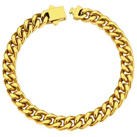 Gold Chain Bracelet Women Gold Cuban Link Bracelet for Men Wrist Bracelet Mens Bracelet Stainless Steel Cuban Link Bracelet Gold Curb Bracelet for Women