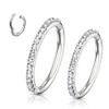 NewkeepsR 2PCS-18G Diamante Steel Nose Hoop Hinged Clicker Daith Helix