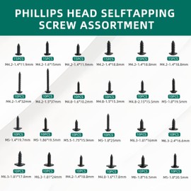 270pcs Phillips Head Self Tapping Screw Assortment Kit Automotive Body Screw for Auto Body Repair & DIY Projects #8, #10, #12, #14, Zinc-Plated Steel