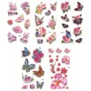 Color Butterfly Rose Tattoo Tattoo Sticker 5 Piece Set, 06, 1 Set / 컬러 나비 장미 문신 타투 스티커 5종 세트, 06, 1세트