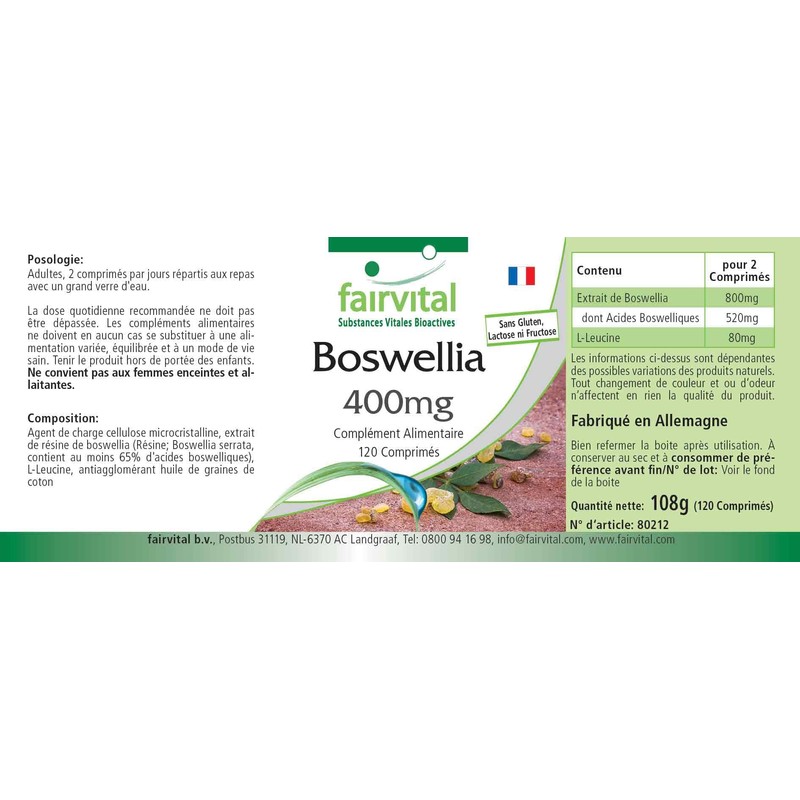 Fairvital Frankincense Tablets - Boswellia Serrata Extract 400 mg -