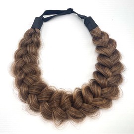 TOECWEGR Hair Band Hair Band Braided Classic Chunky Wide Plaited Wedding Fluffy Braids Wig Women Girl Beauty Accessory (Honey King)