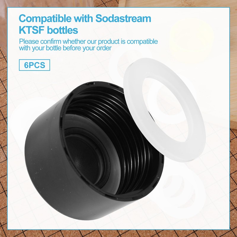 6pcs Gasket Replacements for Sodastream Bottle, White Silicone Bottle O