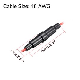 sourcing map 5 Pcs 6x30mm Inline Screw Type Fuse Holder 18 Gauge AWG Red Wire with 10 Pcs 10A Fast Blow Glass Fuses