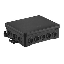 SIMET Junction box 90 x 135 x 40 mm, halogen-free, self-extinguishing, UV-resistant, IP54, FASTBOX&HOOK with hook adapter HNS, 1 piece, black