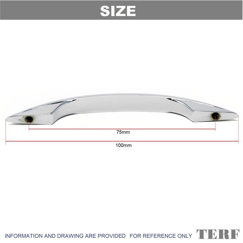 TERF® Traditional Polished Chrome D-Shape Back Fix Pull Handle 100mm
