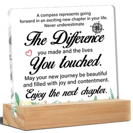 Retirement Gifts for Woman Men, Retired Gifts New Job Going Away Gifts for Nurses Teachers Coworkers Employees Boss, Enjoy the Next Chapter Acrylic Desk Plaque Sign 4 x 4 Inches