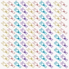 100Pcs Binder Clips Small Assorted Color Paper Clamps for Office Supplies Multicolor Hollowed Cute Rabbit Shaped Metal Paper Binder Clips for Paperwork