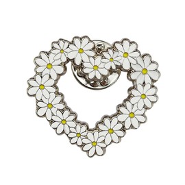 Leraverppy Enamel Pin Heart-Shaped White and Yellow Daisy Bagde Romance Innocence And Purity Pin Birthday Wedding Anniversary Memorial Day Funeral Social Charity Party Flower Brooch DIY Accessory,