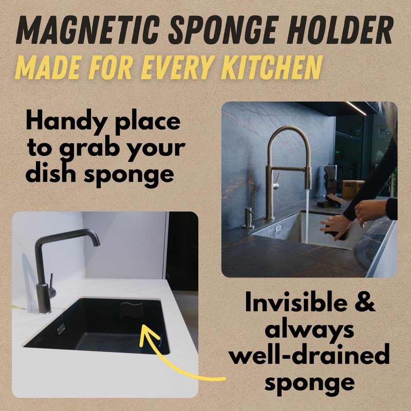 Invisible Magnetic Sponge Holder for Kitchen Sink Caddy with Magnetic