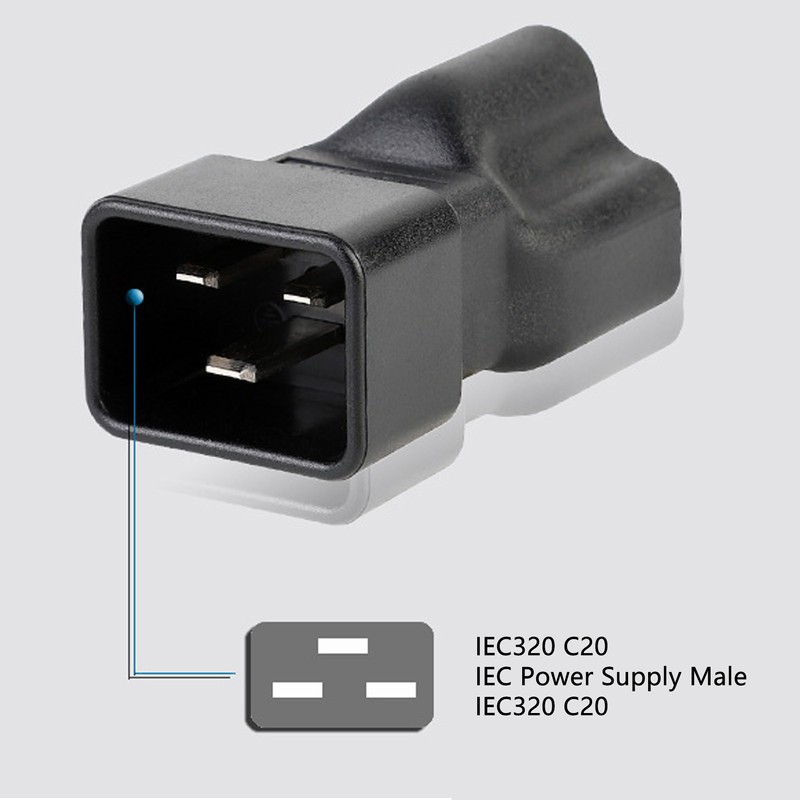 IEC320 C20 to Nema 5‑15 20R Power Adapter 20A C20