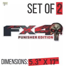 GOLD HOOK FX4 Punisher Edition Decals for Ford F150 truck, Replacement Stickers, Set of 2